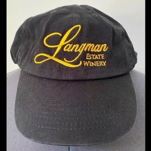 NEW LANGMAN ESTATE WINERY BLACK GOLD EMBROIDERED BASEBALL CAP HAT OS UNISEX